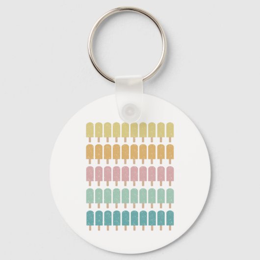 Popsicles  Ice Cream Retro Summer Design Sleutelhanger (Voorkant)