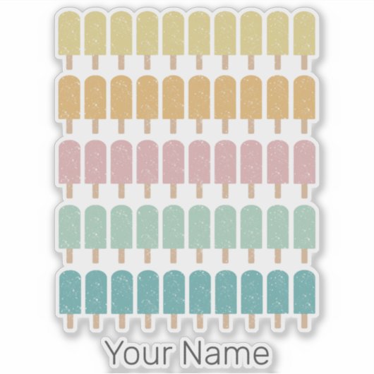 Popsicles  Ice Cream Retro Summer Design Sticker (Voorkant)