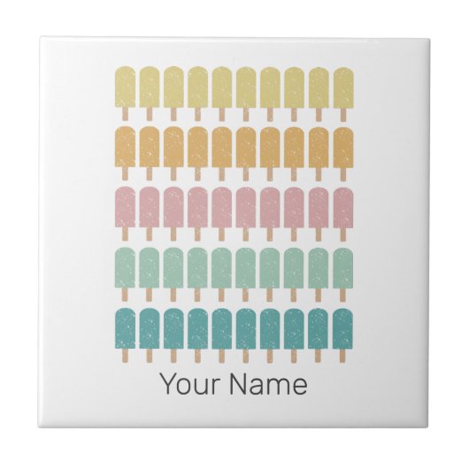 Popsicles  Ice Cream Retro Summer Design Tegeltje (Voorkant)