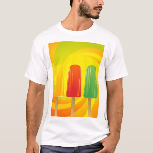 Popsicles Yellow Red Green Mannen T-Shirt (Voorkant)