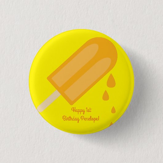 Popsiculair Cute Summer 1st Birthday Party Thema Ronde Button 3,2 Cm (Voorkant)