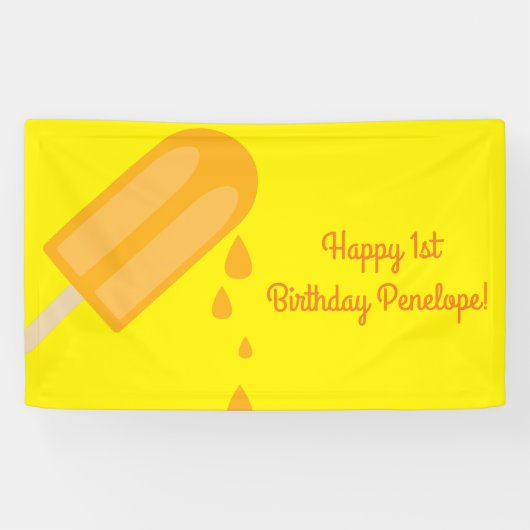Popsiculair Cute Summer 1st Birthday Thema Spandoek (Horizontaal)