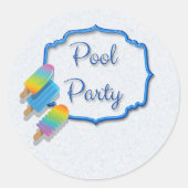 Popsifiek Pool Party Ronde Sticker (Voorkant)