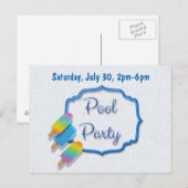 Popsifiek Pool Party Uitnodiging Briefkaart (Voorkant / Achterkant)