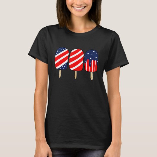 Popsikel Red White Blue American Flag Patriotic 4t T-shirt (Voorkant)