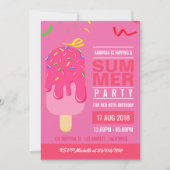 Popsikel Summer Girl Birthday-uitnodiging Kaart (Voorkant)