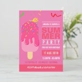 Popsikel Summer Girl Birthday-uitnodiging Kaart (Staand voorkant)