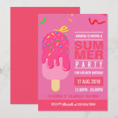 Popsikel Summer Girl Birthday-uitnodiging Kaart (Voorkant / Achterkant)