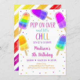 Popsile Rainbow Pink Girl Birthday Invitation Kaart