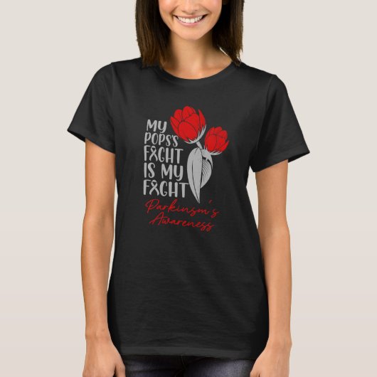 Pops's Fight My Fight Parkinson's Red Tulip T-shirt (Voorkant)