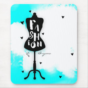 Popstand FASHION Aqua & Wit met Harten Muismat