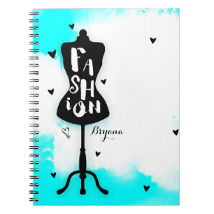 Popstandaard FASHION Aqua & Wit met Harten Notitieboek