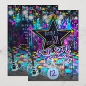 POPSTER PARTY Verjaardags Muzikale Dans Uitnodigin Kaart (Voorkant / Achterkant)