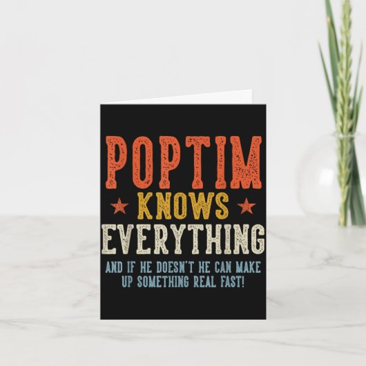 Poptim weet alles vaderdag retro vintage kaart (Voorkant)