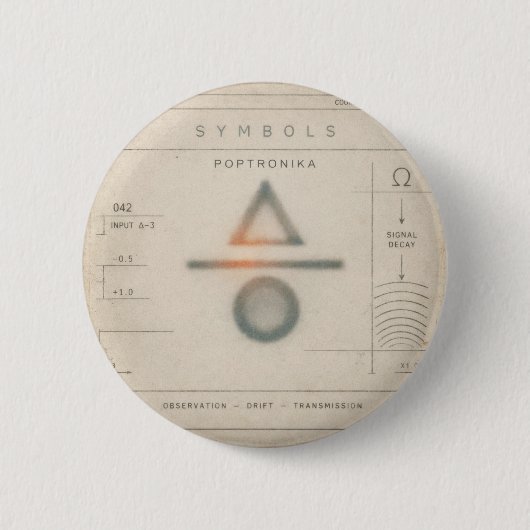POPTRONIKA - SYMBOLEN - LOGO BADGE RONDE BUTTON 5,7 CM (Voorkant)