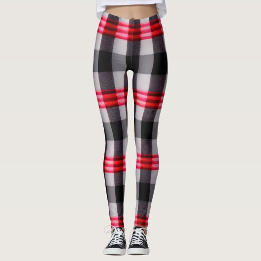 Populair Abstract rood zwart geplakt Collectie Leggings (Voorkant)