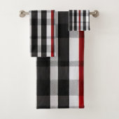 Populair Abstract Rood Zwart Plaid Collectie Bad Handdoek (Insitu)