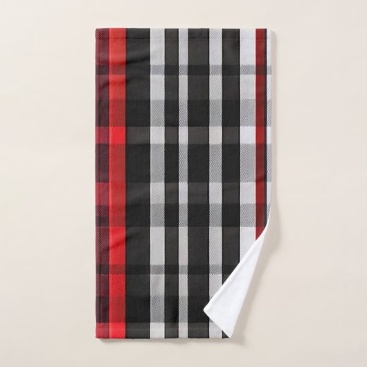 Populair Abstract Rood Zwart Plaid Collectie Bad Handdoek (Handdoek)