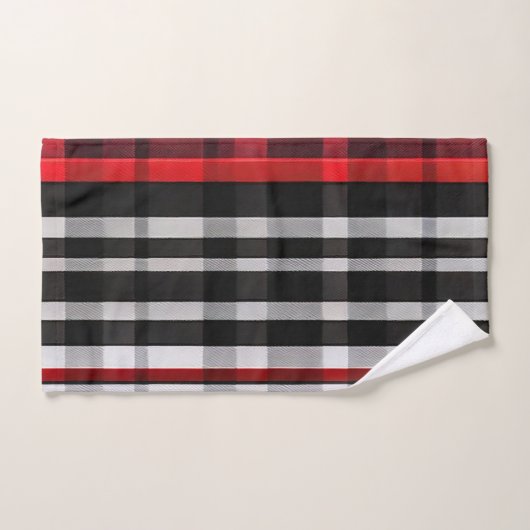 Populair Abstract Rood Zwart Plaid Collectie Bad Handdoek (Handdoek)