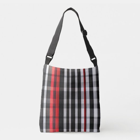Populair Abstract Rood Zwart Plaid Collectie Crossbody Tas (Voorkant)
