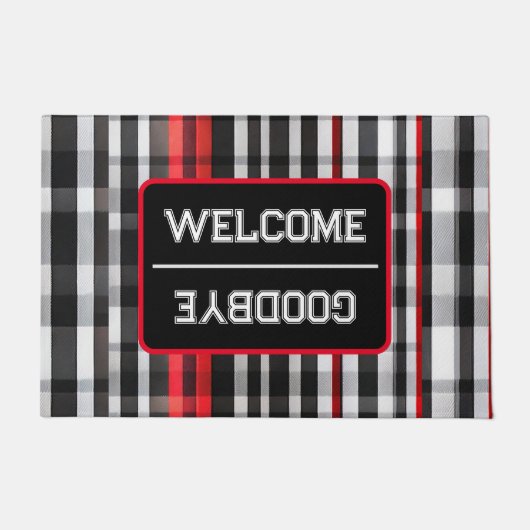 Populair Abstract Rood Zwart Plaid Collectie Deurmat (Voorkant)