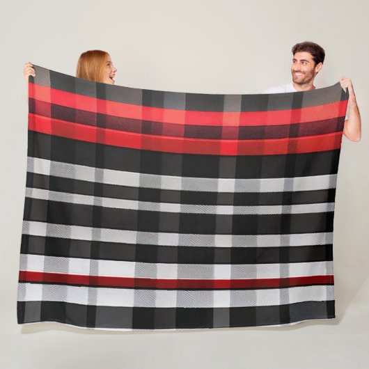 Populair Abstract Rood Zwart Plaid Collectie Fleece Deken (In situ)