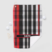 Populair Abstract Rood Zwart Plaid Collectie Golfhanddoek (Insitu)