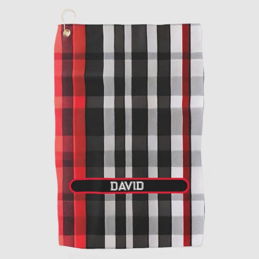 Populair Abstract Rood Zwart Plaid Collectie Golfhanddoek (Voorkant)