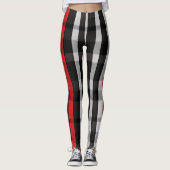 Populair Abstract Rood Zwart Plaid Collectie Leggings (Voorkant)