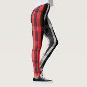 Populair Abstract Rood Zwart Plaid Collectie Leggings (Rechts)