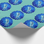Populair blauw Zee Cadeaupapier (Hoek)