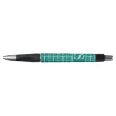 Populair Blauwgroen geometrisch patroonmonogram Pen (Voorkant)