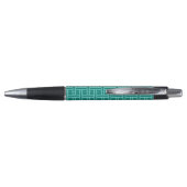 Populair Blauwgroen geometrisch patroonmonogram Pen (Achterkant)
