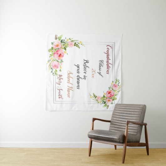 Populair Bloem Motief Aanpasbare Zilver Wandkleed (In Situ (horizontaal))