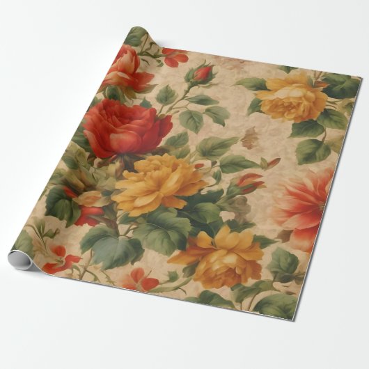 Populair Bloemen Waterverf Collectie Cadeaupapier (Uitgerold)