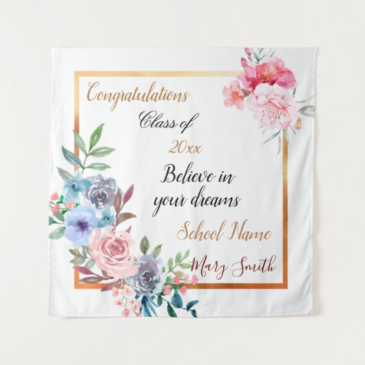 Populair Bloemstuk Aangepaste Gouden Tapijt Wandkleed (Voorkant)