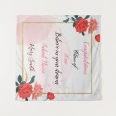 Populair Bloemstuk Aangepaste Rode Roos Wandkleed (Voorkant (horizontaal))