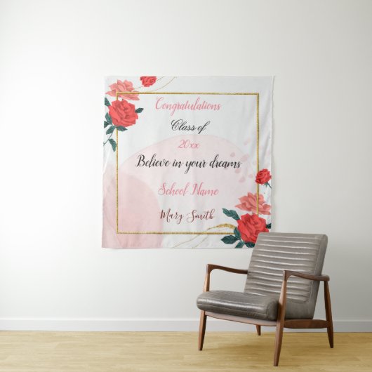 Populair Bloemstuk Aangepaste Rode Roos Wandkleed (In situ)