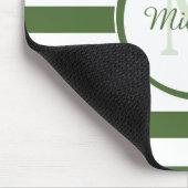 Populair diep groen monogram met grote strips muismat (Hoek)