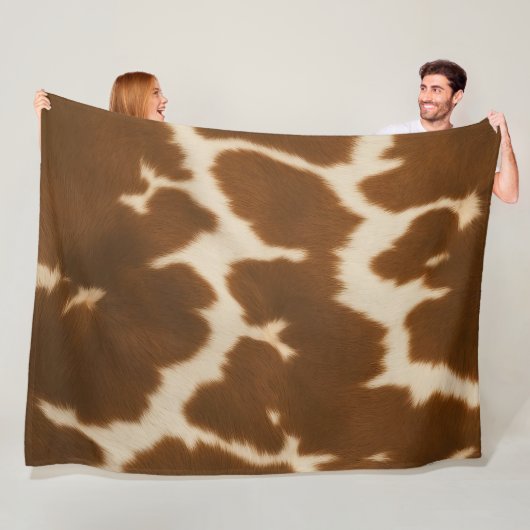 Populair Elegant Koe Faux Leather Collectie Fleece Deken (In situ)