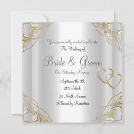 Populair en Elegant Zilveren Trouw Uitnodiging