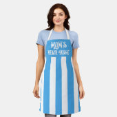 Populair gepersonaliseerd blauw en wit brede stree schort (Gedragen)