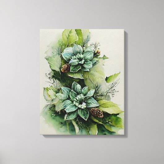 populair groen blad floral canvas afdruk (Voorkant)
