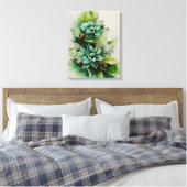 populair groen blad floral canvas afdruk (Insitu (Slaapkamer))