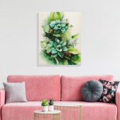 populair groen blad floral canvas afdruk (Insitu (Woonkamer))