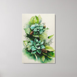 populair groen blad floral canvas afdruk