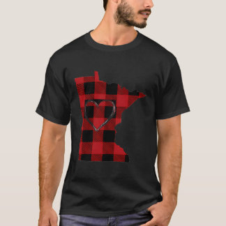 Populair Ik hou van Minnesota Buffalo Plaid Heart  T-shirt