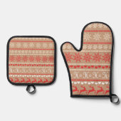Populair kerstpatroon ovenwant & pannenlap set (Voorkant)