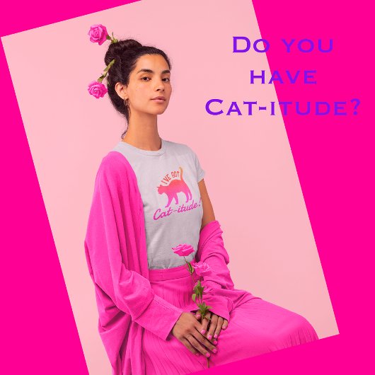  Populair Kleurrijk Ik heb Kat-itude T-shirt