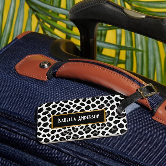 Populair luxe wit luipaard Elegant Collectie Bagagelabel (Voorkant Insitu 3)